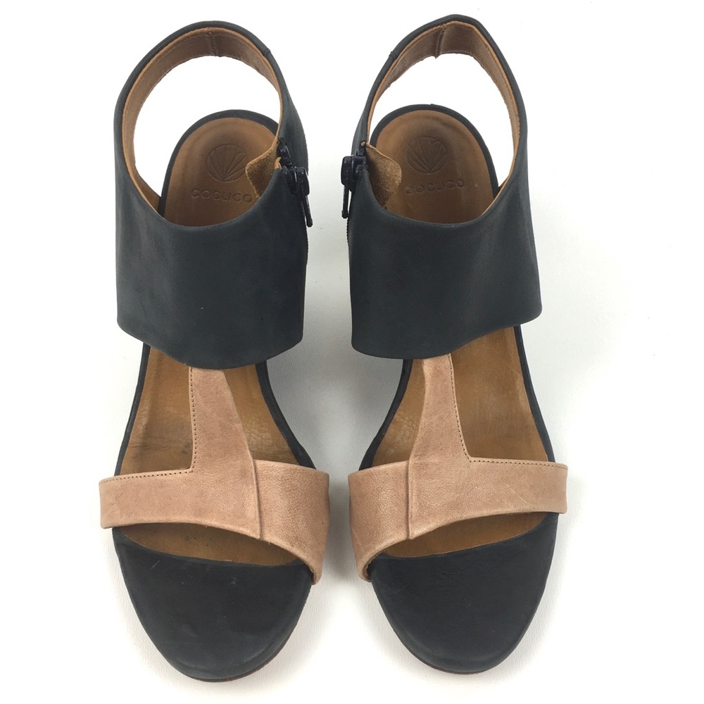 Coclico jojo leather wedge sandal cut out black - Picture 2 of 8